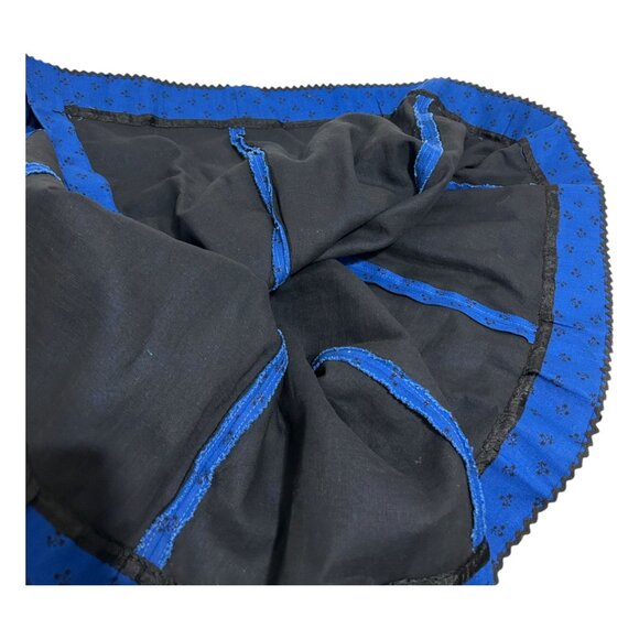 Vintage Lanz Blue Ditsy Floral Button-Down Dress S Scalloped Mary Poppins Style - Picture 14 of 16